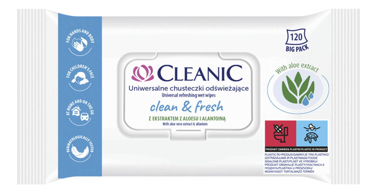 Clean&Fresh Uniwersalne Chusteczki odświeżające 120szt