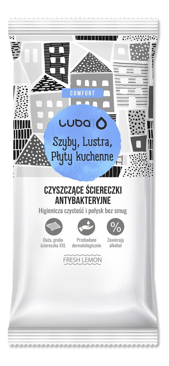 Comfort czyszczące ściereczki antybakteryjne do szyb luster i płyt kuchennych 32szt