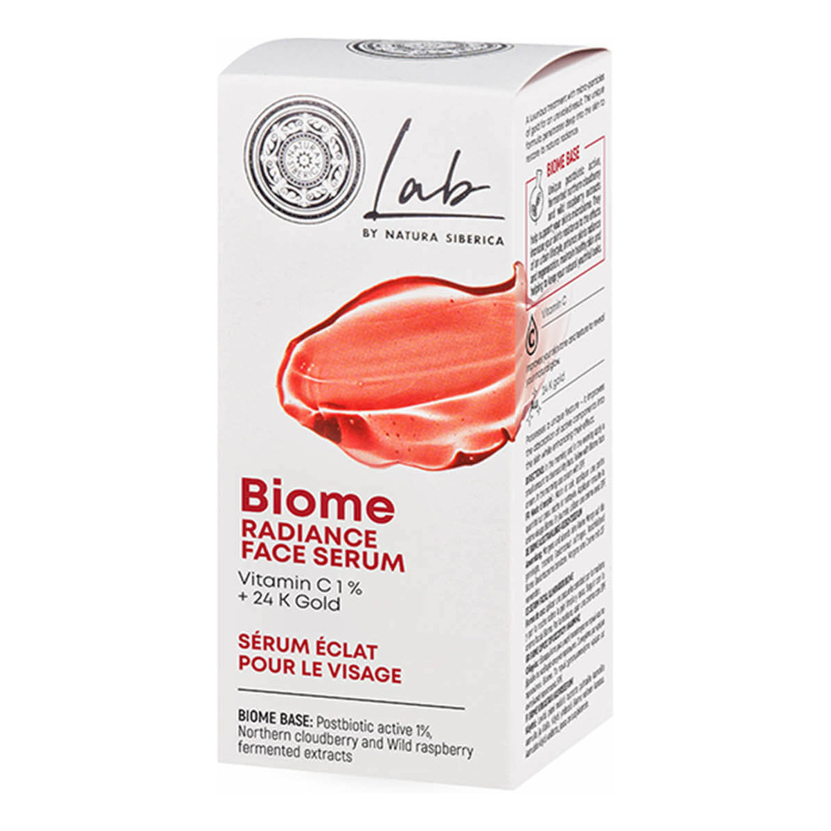 Natura Siberica Lab Biome Rozświetlające serum do twarzy z witaminą C 1% i 24K złotem 30ml