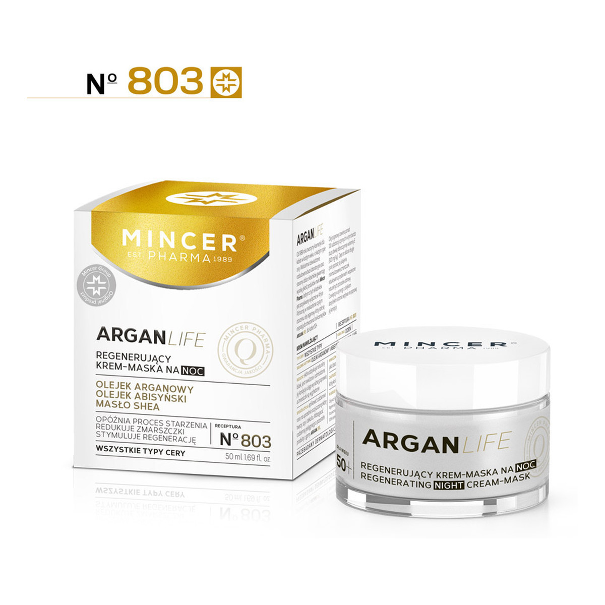 Mincer Pharma Argan Life 50+ Regenerujący Krem-Maska Na Noc No803 50ml