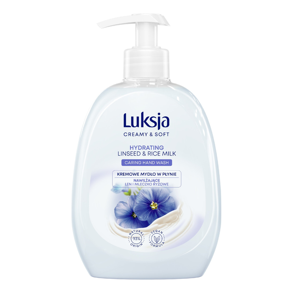 Luksja Creamy & Soft Nawilżające Kremowe Mydło w płynie Len i Mleczko Ryżowe 500ml