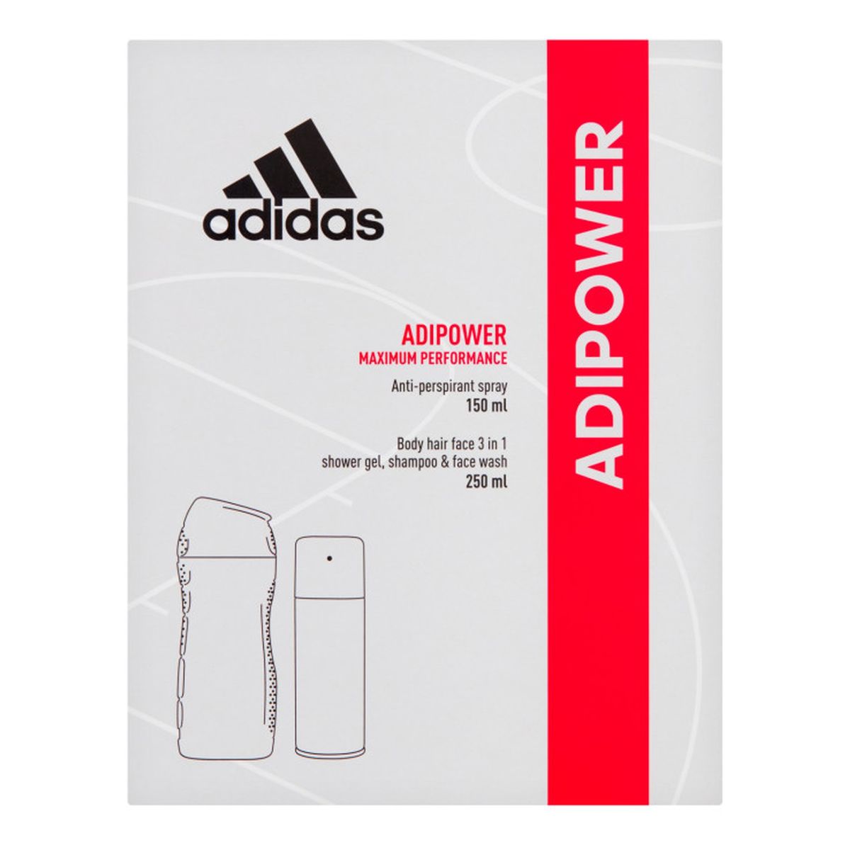 Adidas Adipower Men Zestaw prezentowy (dezodorant 150ml+żel pod prysznic 3in1 250ml)