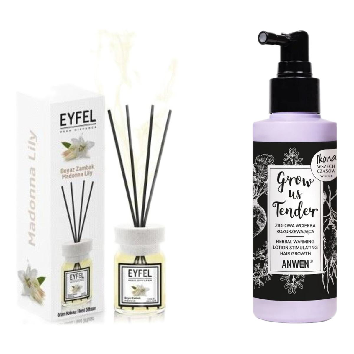 Anwen Grow me tender ziołowa wcierka na porost i wypadanie włosów 150ml + Eyfel Dyfuzor Biała Lilia 120ml
