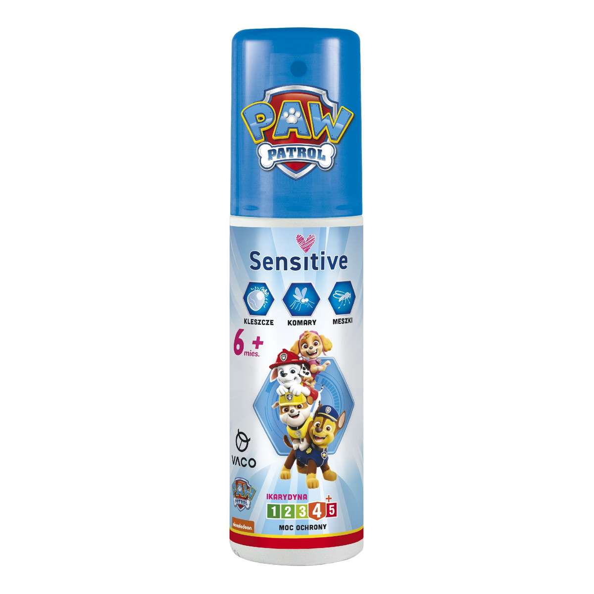 Vaco Paw patrol płyn sensitive na komary,kleszcze i meszki (ikarydyna 10%)-dla dzieci (6m+)90ml