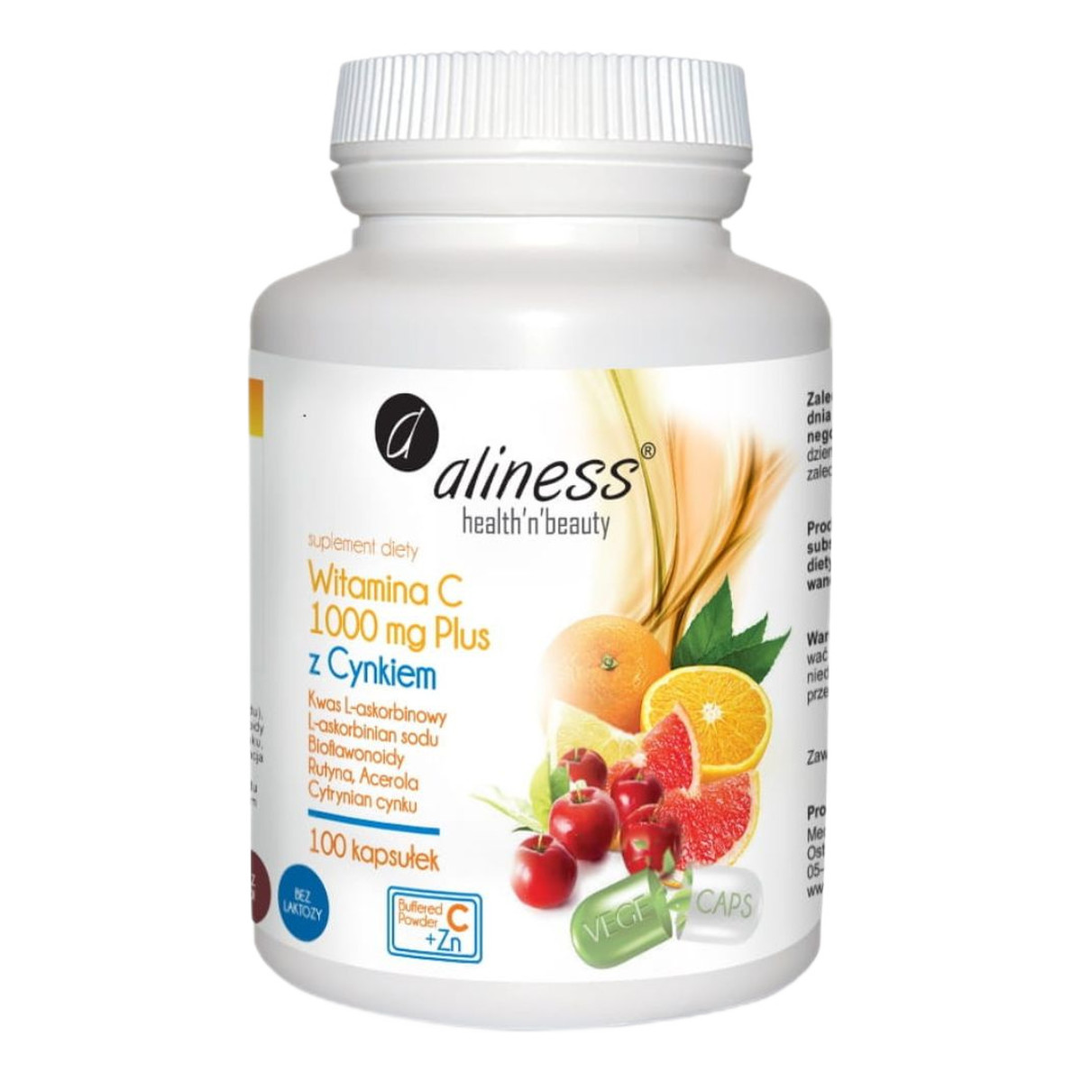 Aliness Aliness_witamina c 1000mg z cynkiem plus suplement diety 100 kapsułek