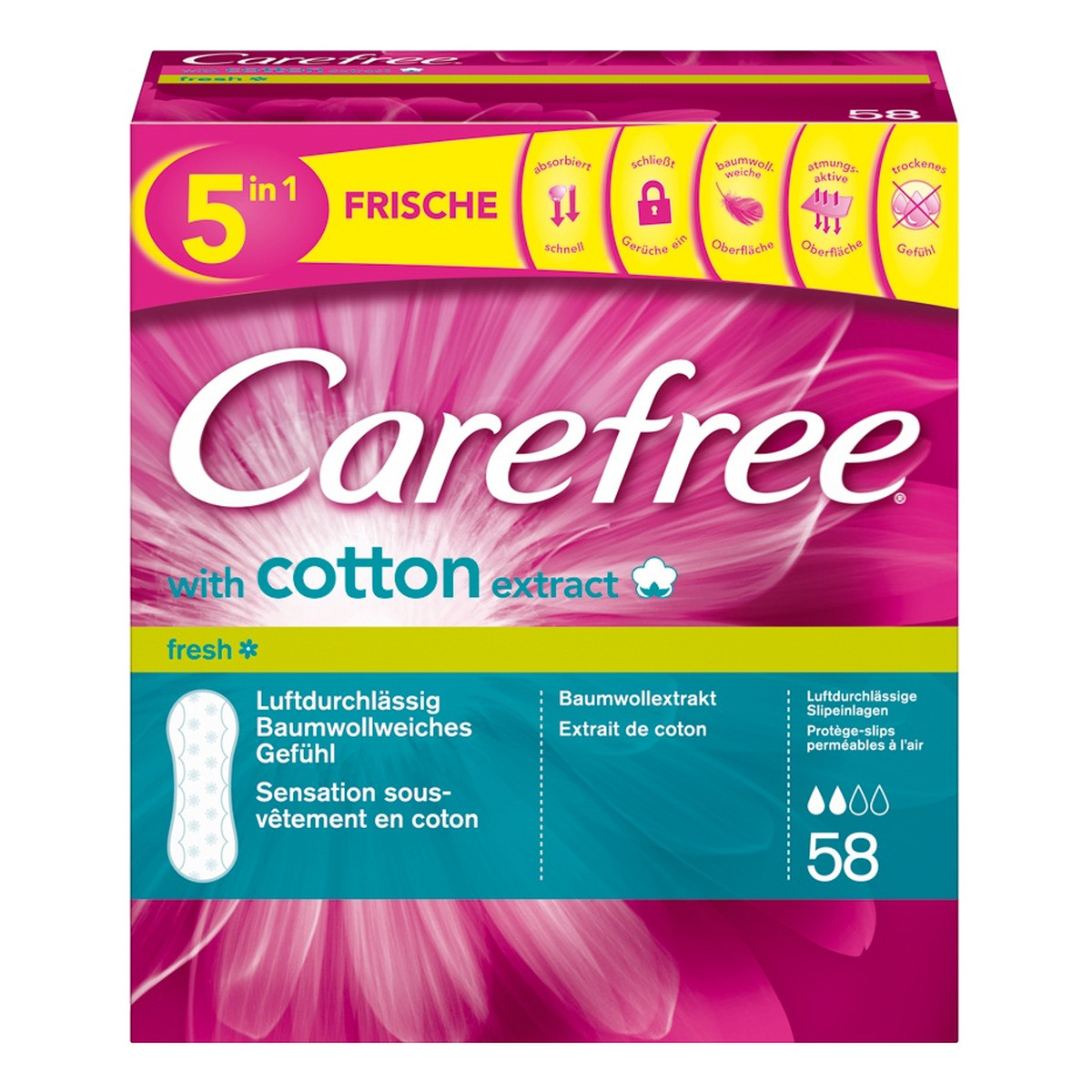 Carefree With Cotton Extract Fresh Wkładki Higieniczne 58szt.