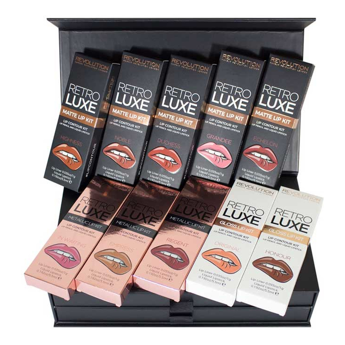 Makeup Revolution Luxe Lip Vault Ekskluzywny zestaw pomadek i konturówek do ust