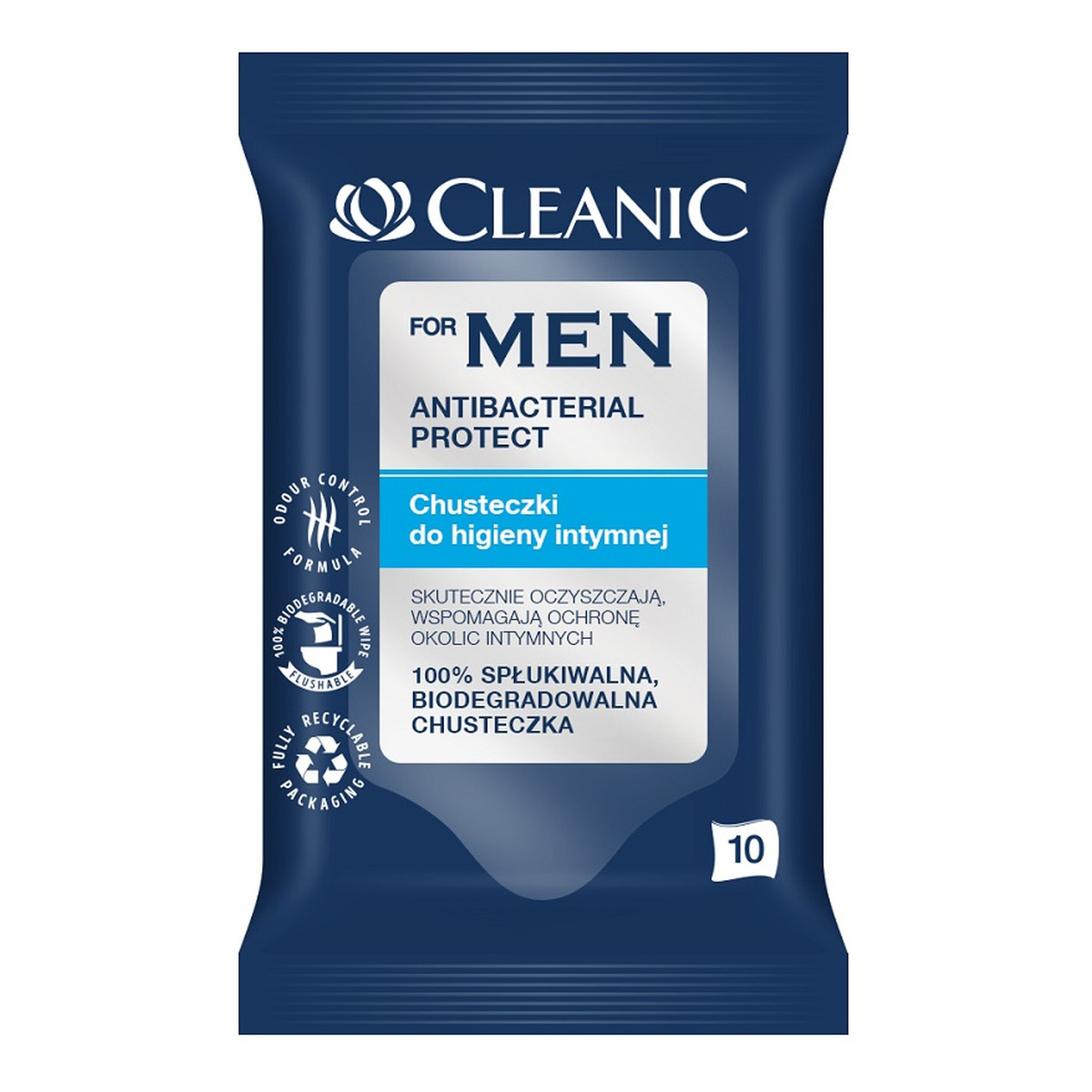 Cleanic For Men Antibacterial Protect antybakteryjne chusteczki do higieny intymnej 10 sztuk