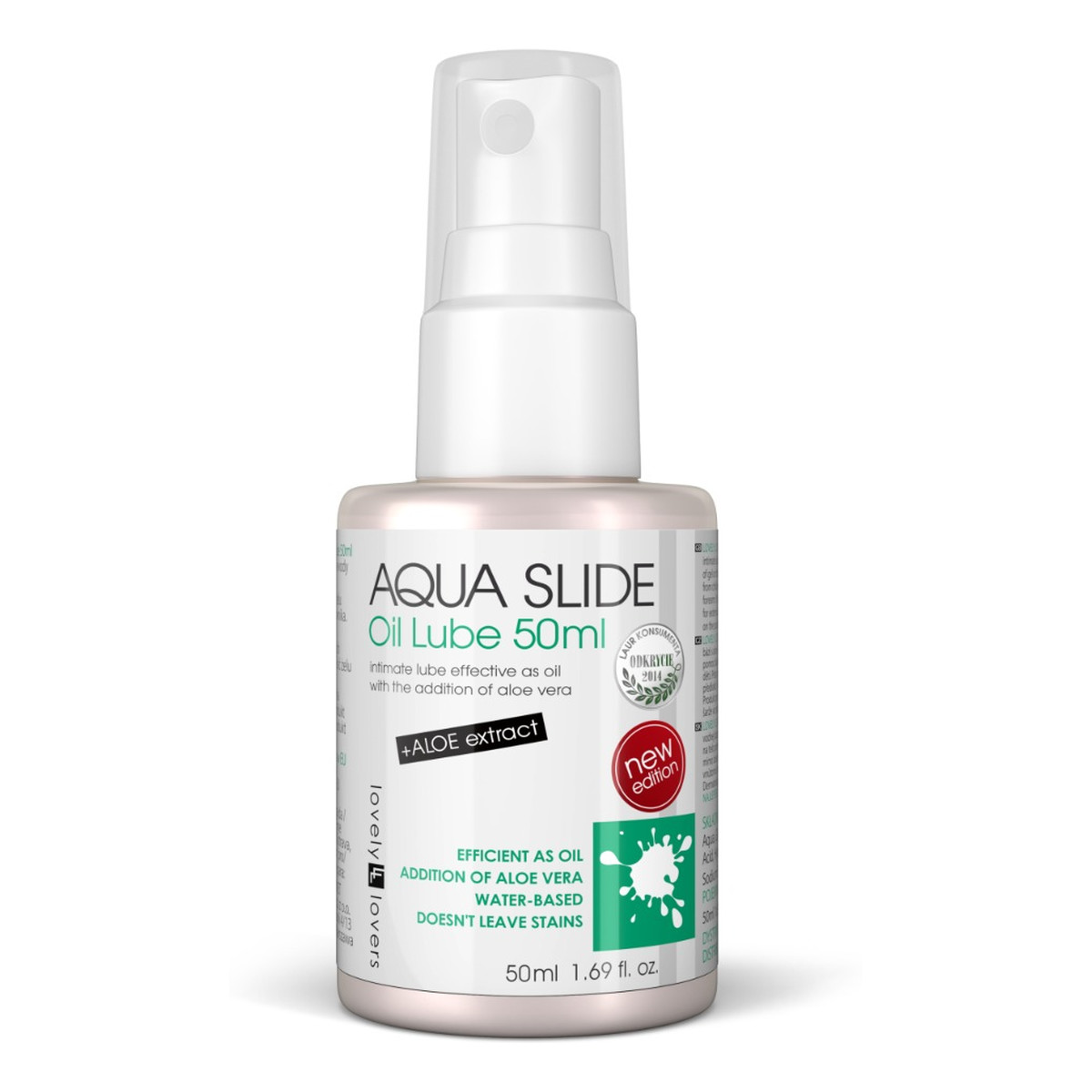 Lovely Lovers Aqua Slide Oil Lube Olejek intymny na bazie wody z dodatkiem aloesu 50ml