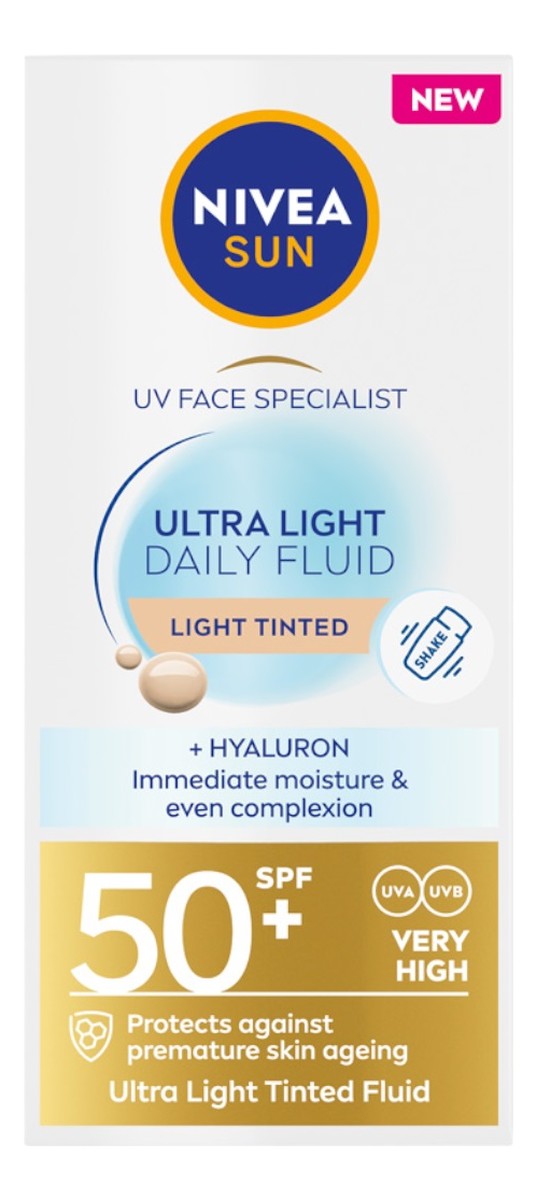 Sun ultra light daily fluid spf50+ fluid do twarzy light tinted