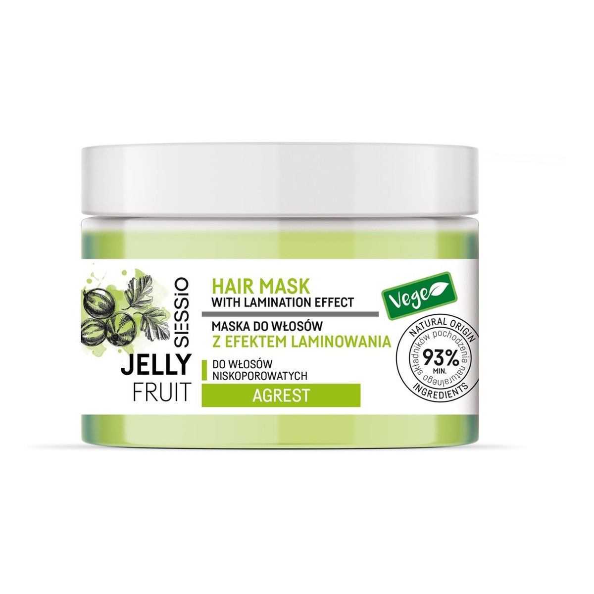 Sessio Jelly Fruit Maska do włosów z efektem laminowania Agrest - do włosów niskoporowatych 250g