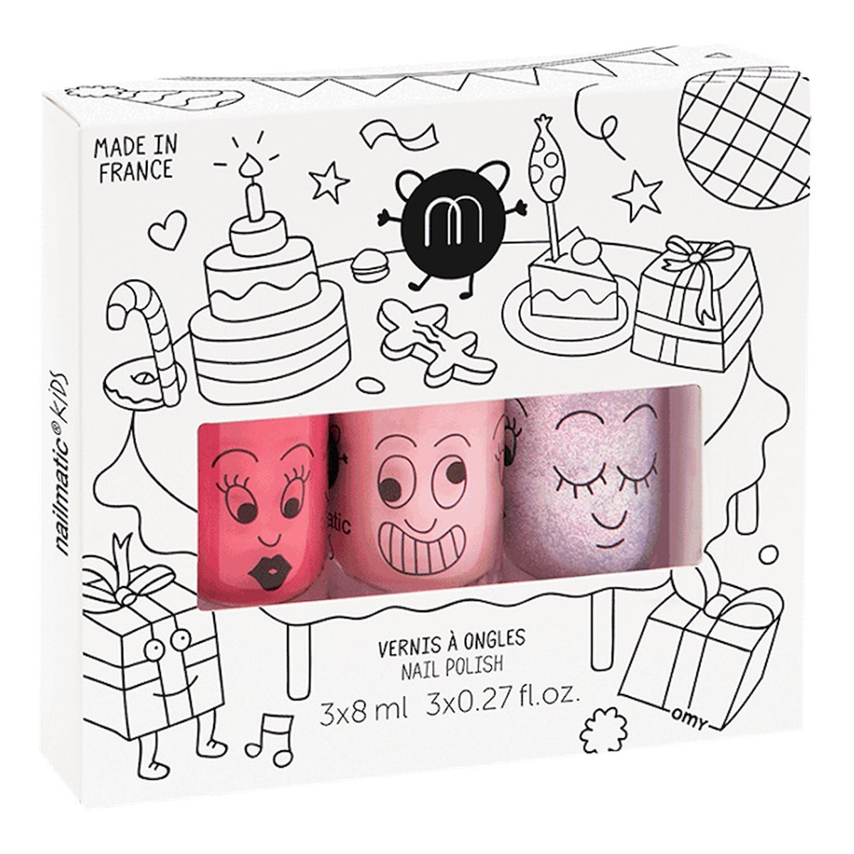 Nailmatic Kids Party B Zestaw lakierów do paznokci cookie 8ml + bella 8ml + elliot 8ml