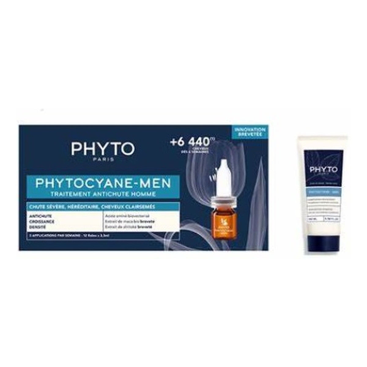 Phyto Phytocyane Men Zestaw szampon przeciw wypadaniu włosów 100ml + ampułki do włosów 12x3.5ml