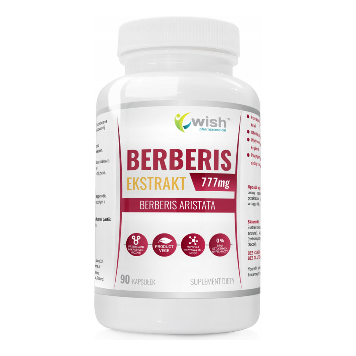 Wish Berberis Ekstrakt 777mg suplement diety 90 kapsułek 777mg