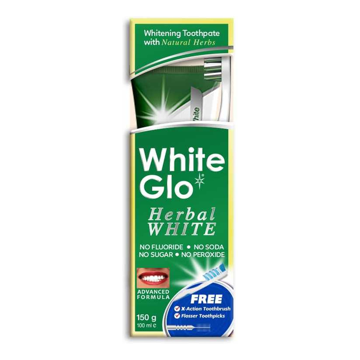 White Glo Herbal white toothpaste wybielająca ziołowa pasta do zębów 100ml + szczoteczka do zębów