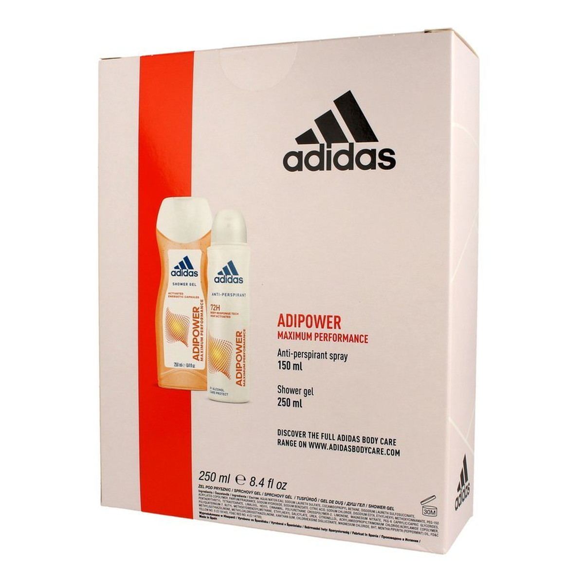 Adidas Adipower Women Zestaw prezentowy (dezodorant spray 150ml+żel pod prysznic 250ml)