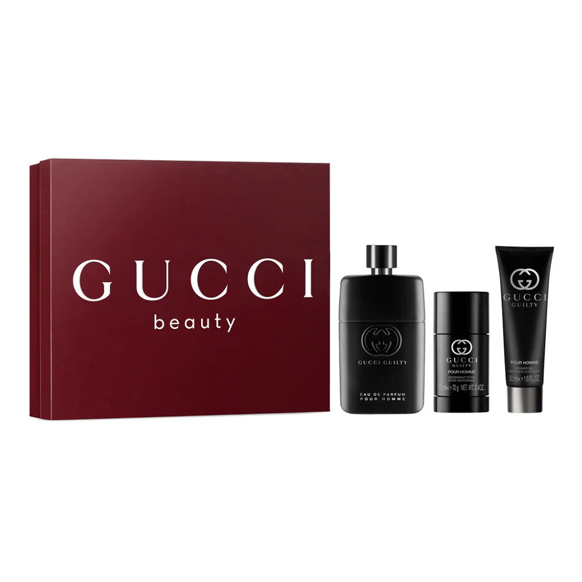Gucci Guilty Pour Homme Zestaw woda perfumowana spray 90ml + dezodorant sztyft 75ml + żel pod prysznic 50ml
