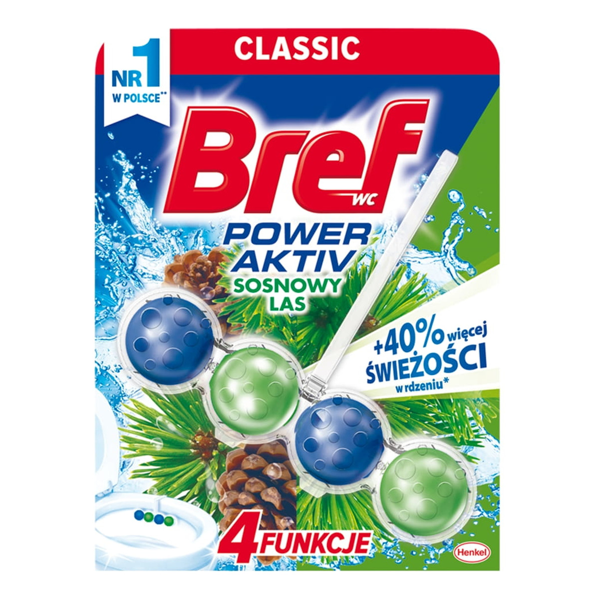 Bref WC Power Aktiv Pine Freshness zawieszka w formie 4 kulek