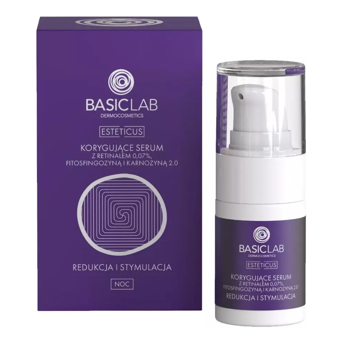 Basiclab Esteticus korygujące serum z retinalem 0.07% fitosfingozyną i karnozyną 2.0 redukcja i stymulacja 15ml