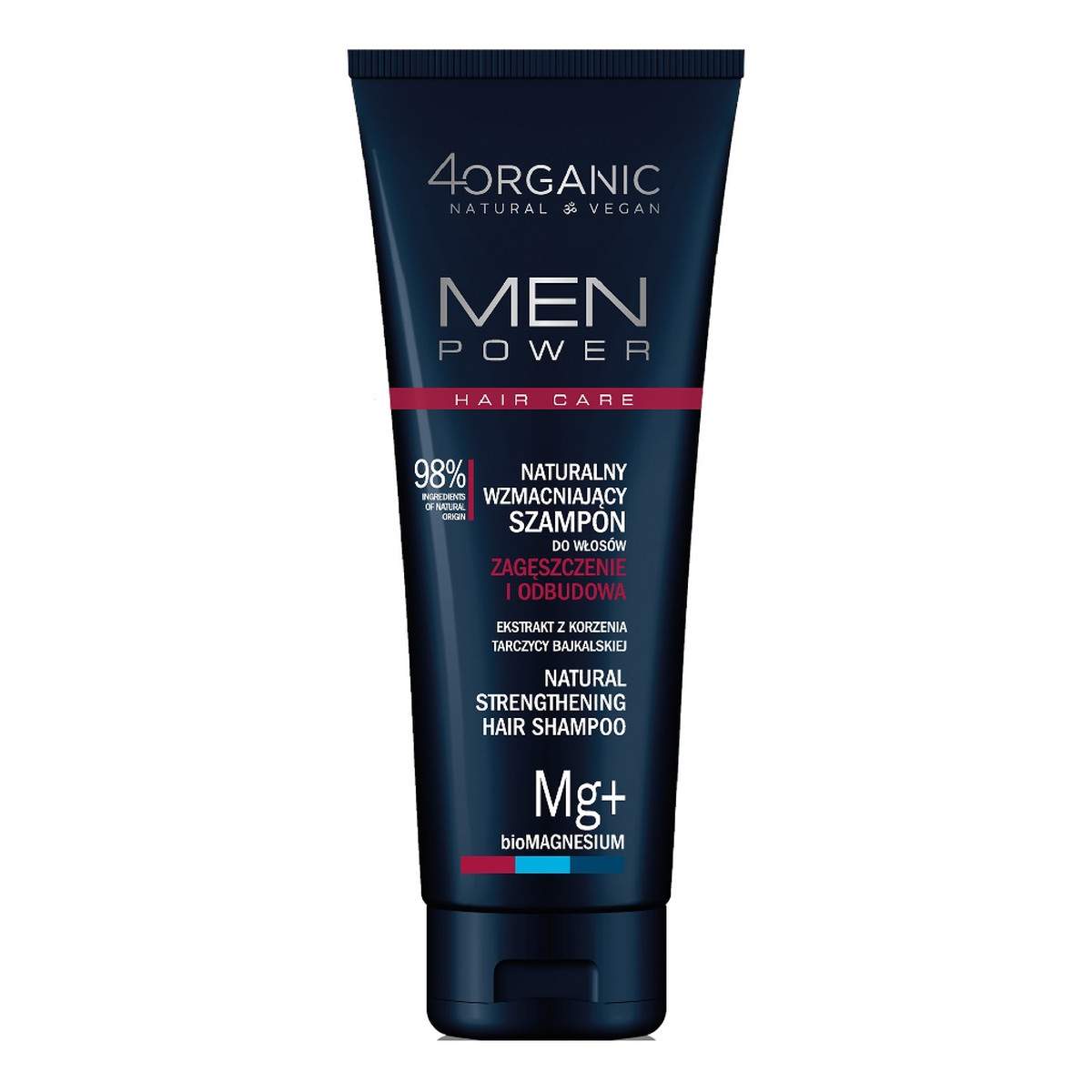 4organic Men power naturalny wzmacniający szampon do włosów zagęszczenie i odbudowa 250ml