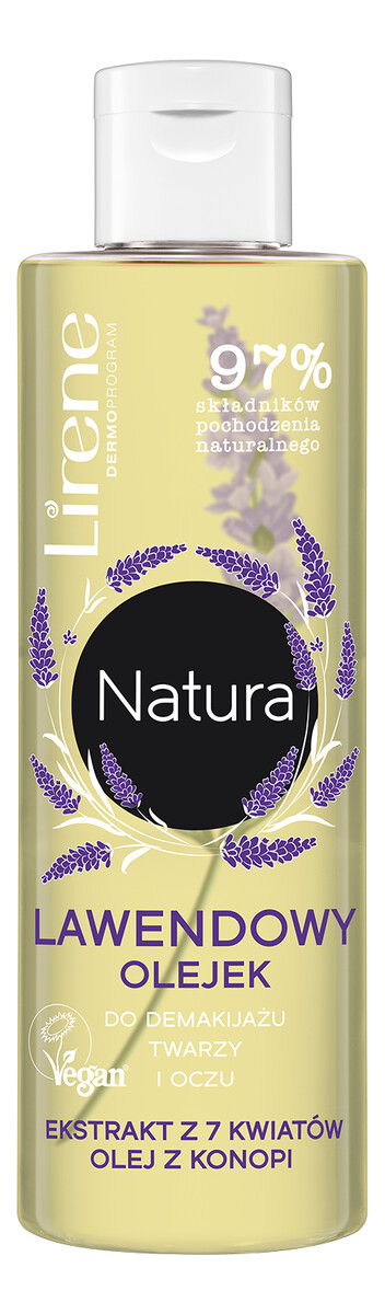 Lawendowy olejek do demakijażu twarzy i oczu Ekstrakt z 7 kwiatów Olej konopi