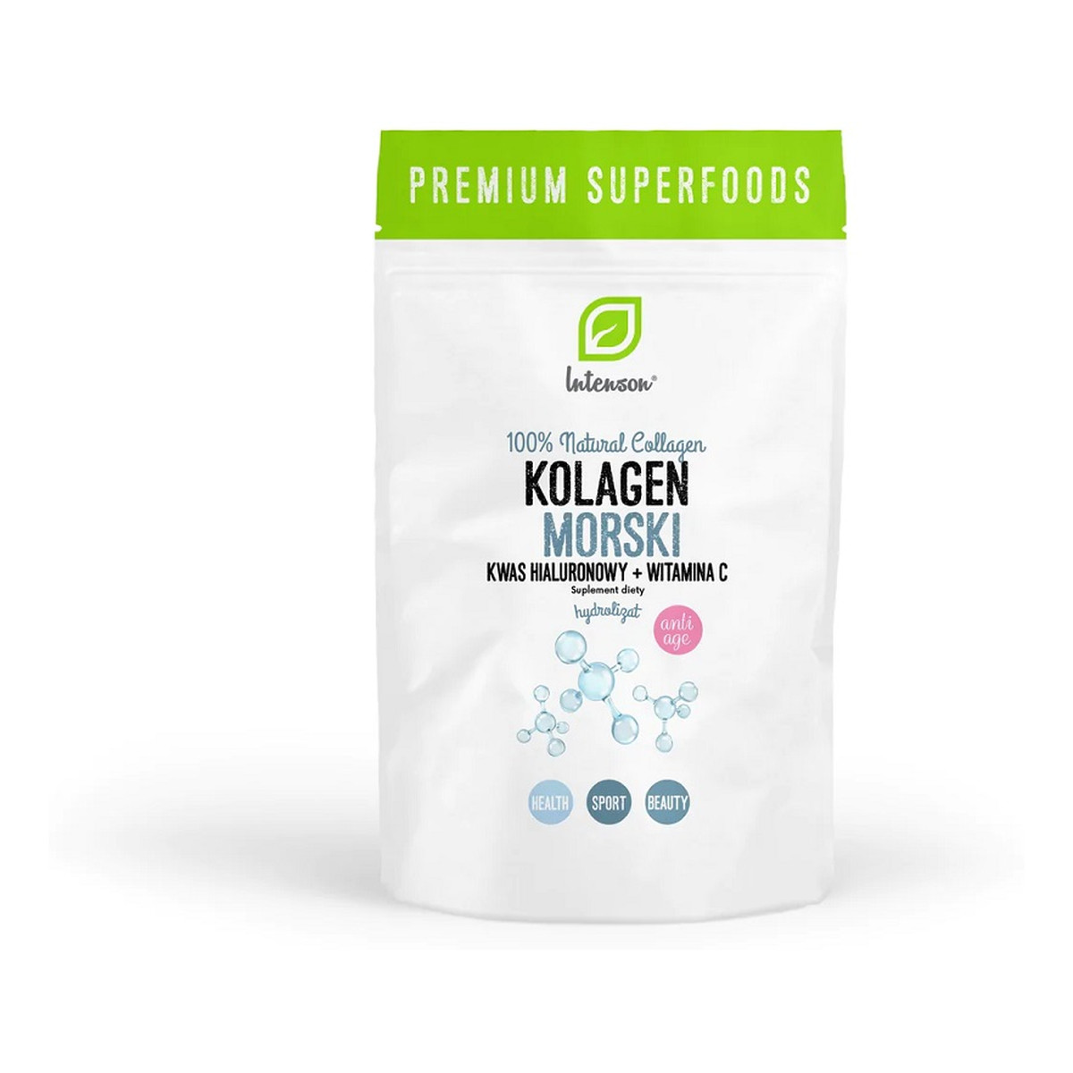 Intenson Kolagen morski + kwas hialuronowy + witamina c suplement diety 60g