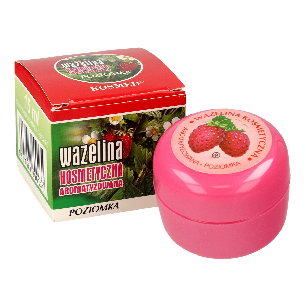 Kosmed Wazelina kosmetyczna aromatyzowana-poziomka 15ml