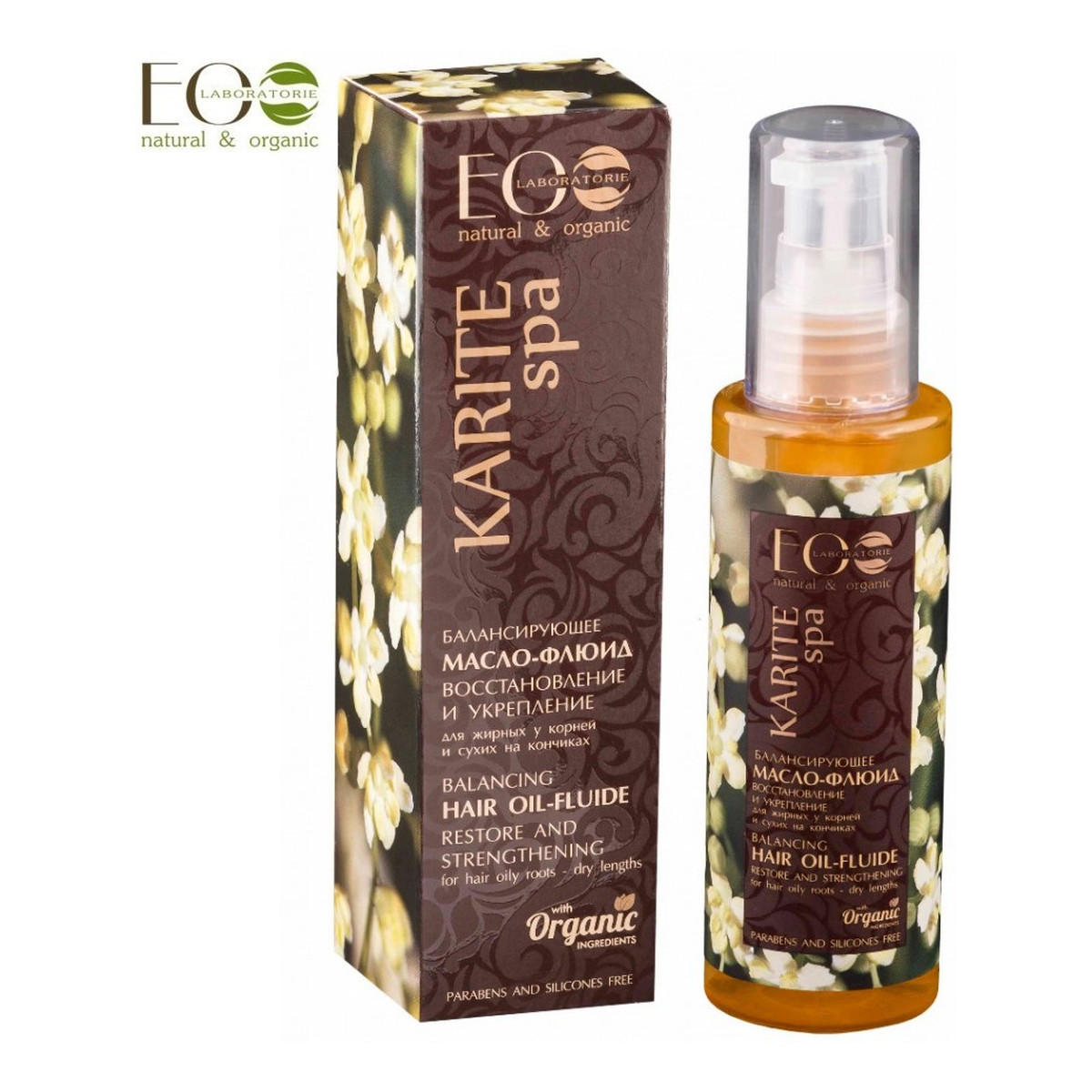 Ecolab Ec Laboratorie Karite SPA Zrównoważony Olej-Fluid Do Włosów Tłustych U Nasady i Suchych Na Końcach 100ml