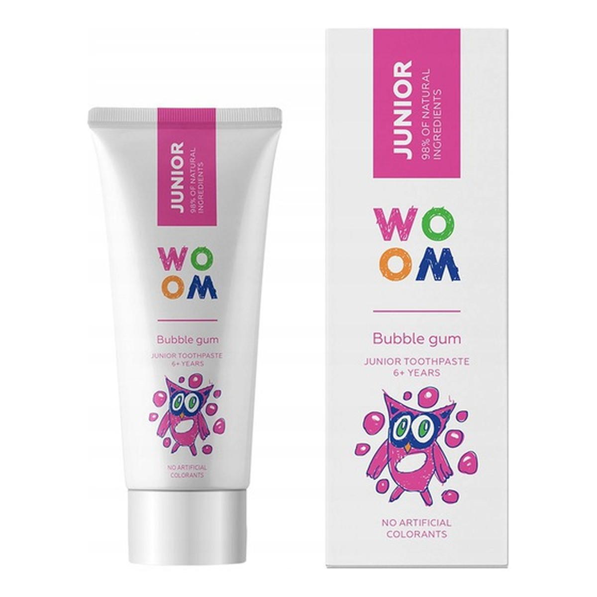 Woom Junior naturalna pasta do zębów dla dzieci 6+ lat guma balonowa 50ml