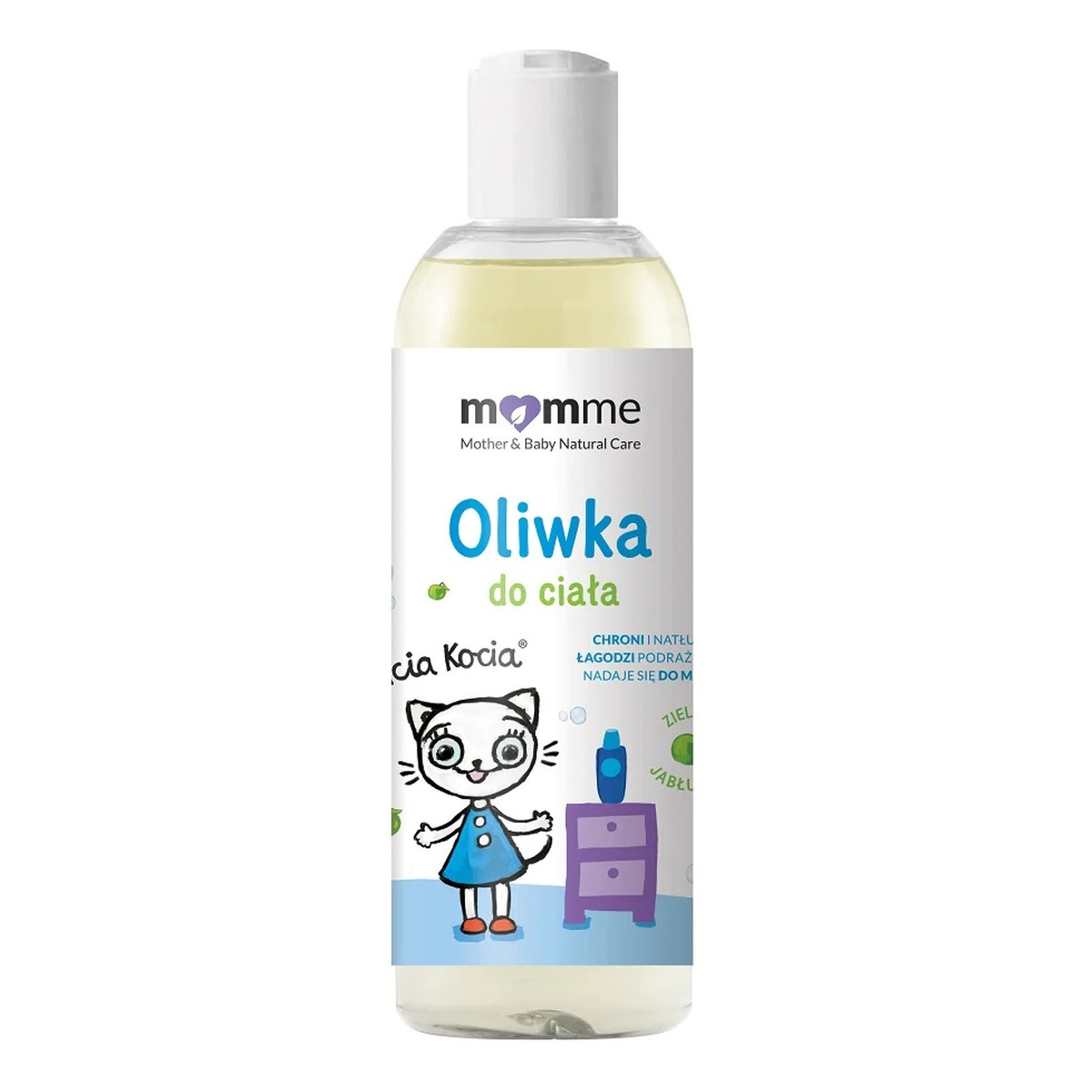 MomMe Kicia kocia oliwka do ciała zielone jabłuszko 150ml