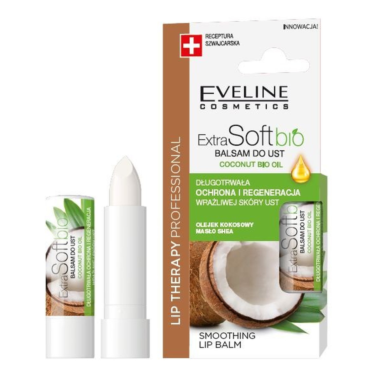 Eveline Lip Therapy Professional Balsam ochronny do ust Extra Soft Bio - Kokos 4g