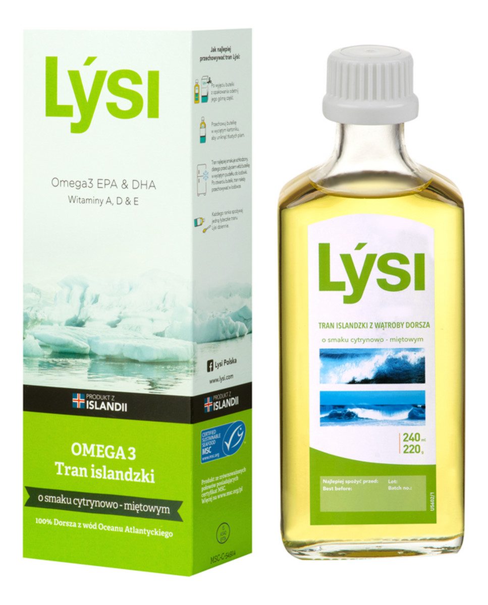 Tran Islandzki suplement diety Cytrynowo-Miętowy