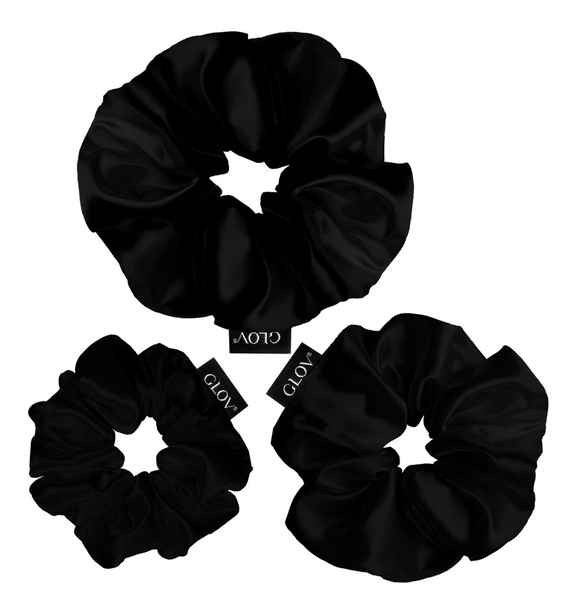 Satin scrunchies gumki do włosów s/m/l black 3szt