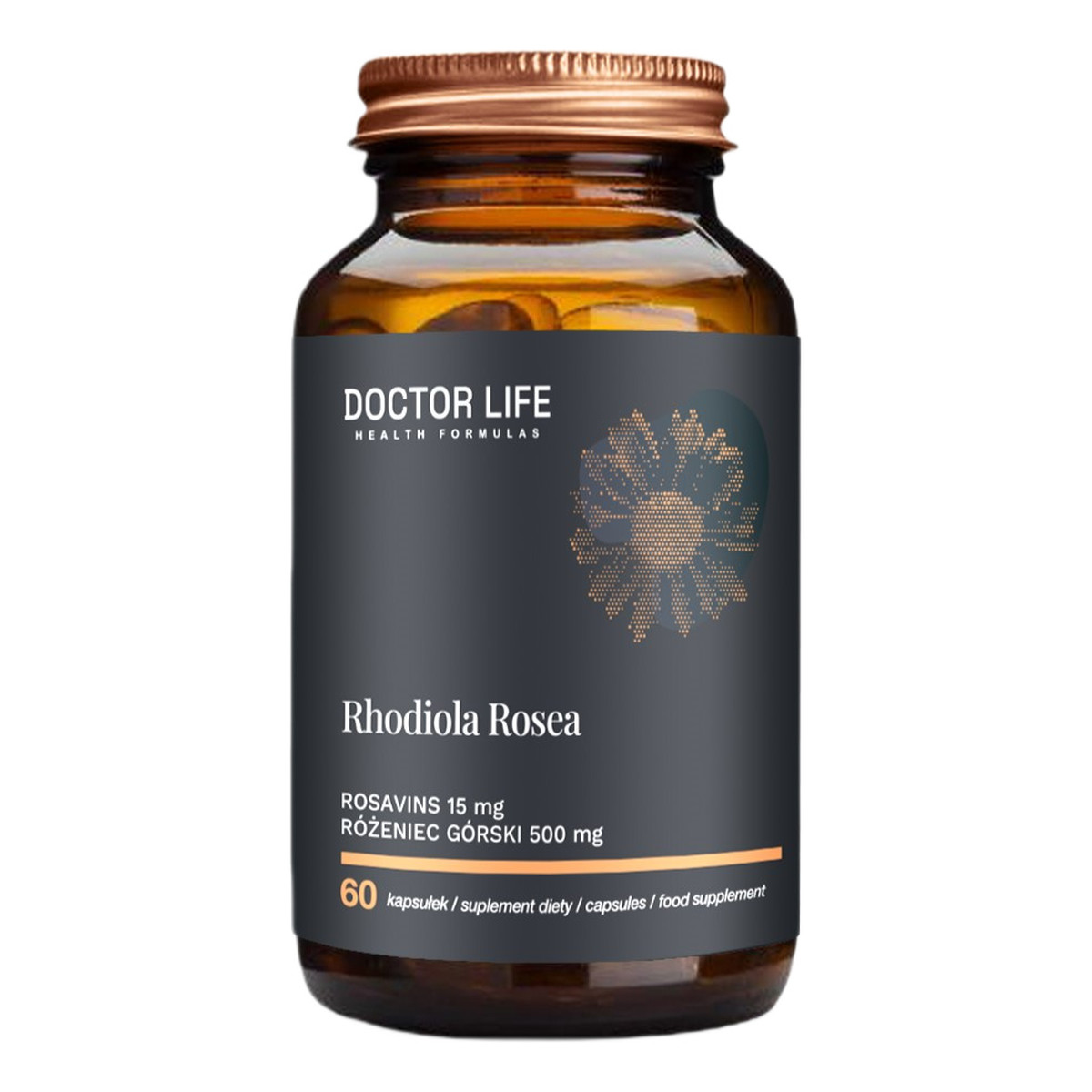 Doctor Life Rhodiola rosea ekstrakt z korzenia różeńca górskiego 500 mg i rozawiny 15mg 60 kapsułek