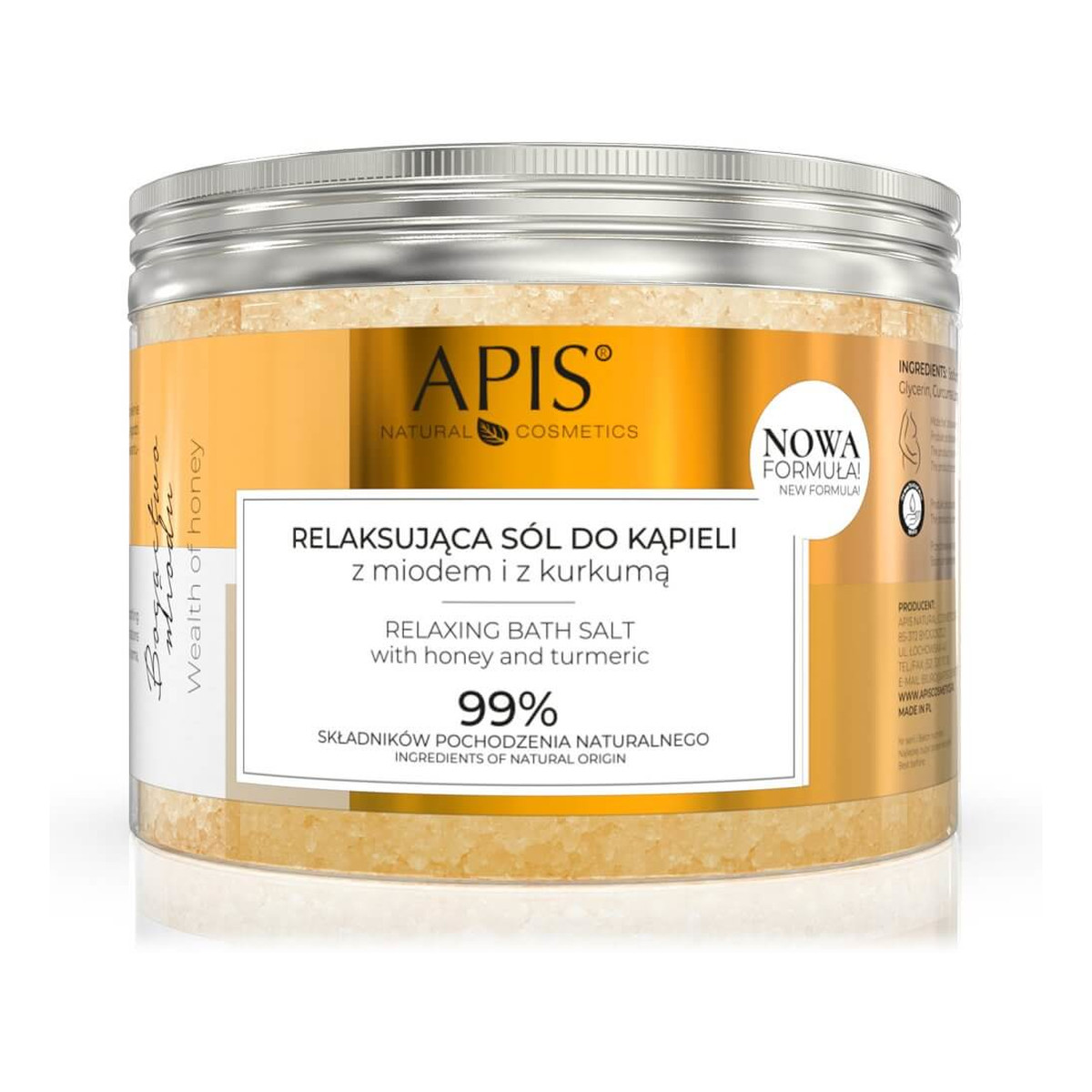 Apis Bogactwo Miodu Relaksująca sól do kąpieli z miodem i z kurkumą 650g