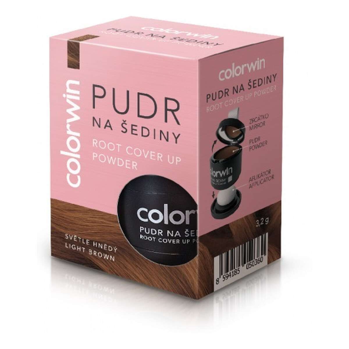 Colorwin Puder kryjący odrost i zwiększający objętość włosów Jasny Brąz 3.2g