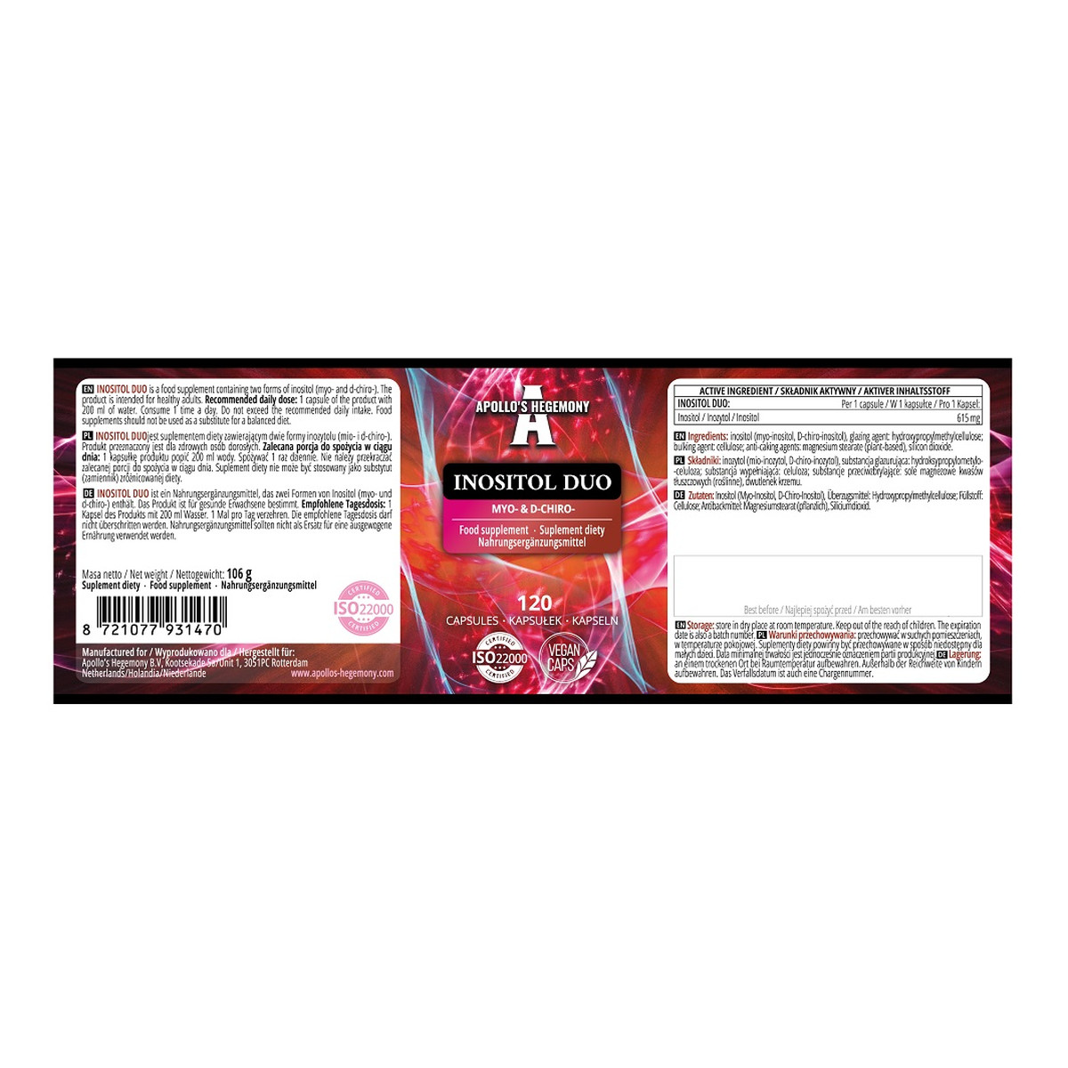 Apollo's Hegemony Inositol Duo suplement diety 120 Kapsułek