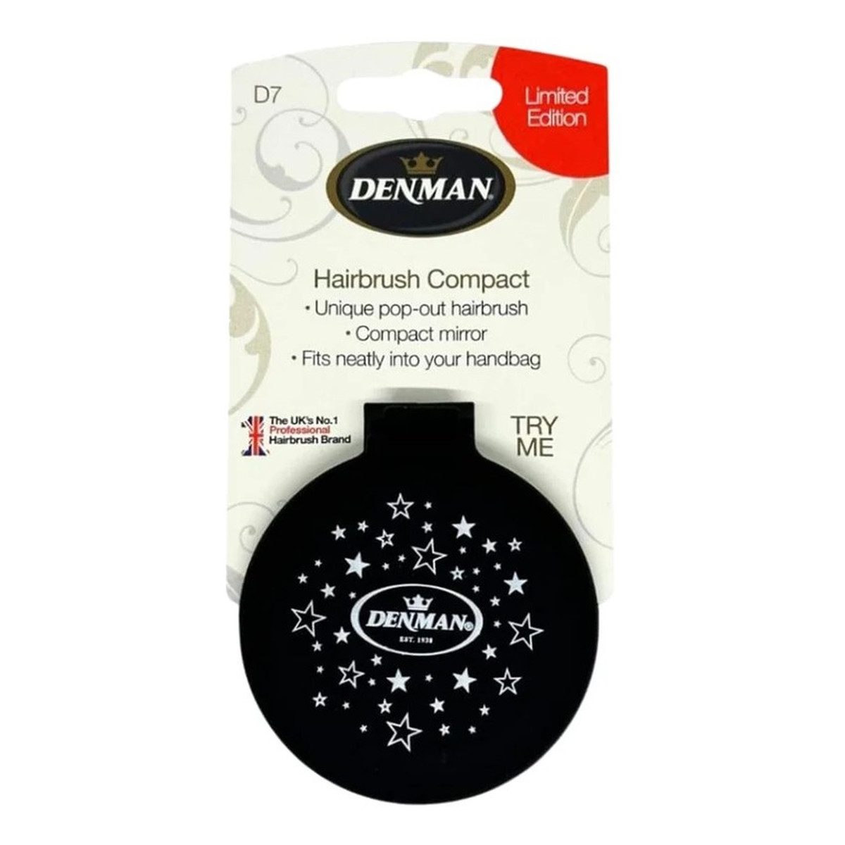 Denman D07 compact popper kompaktowa szczotka do włosów black