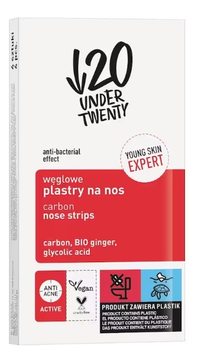 Węglowe plastry na nos 4szt.
