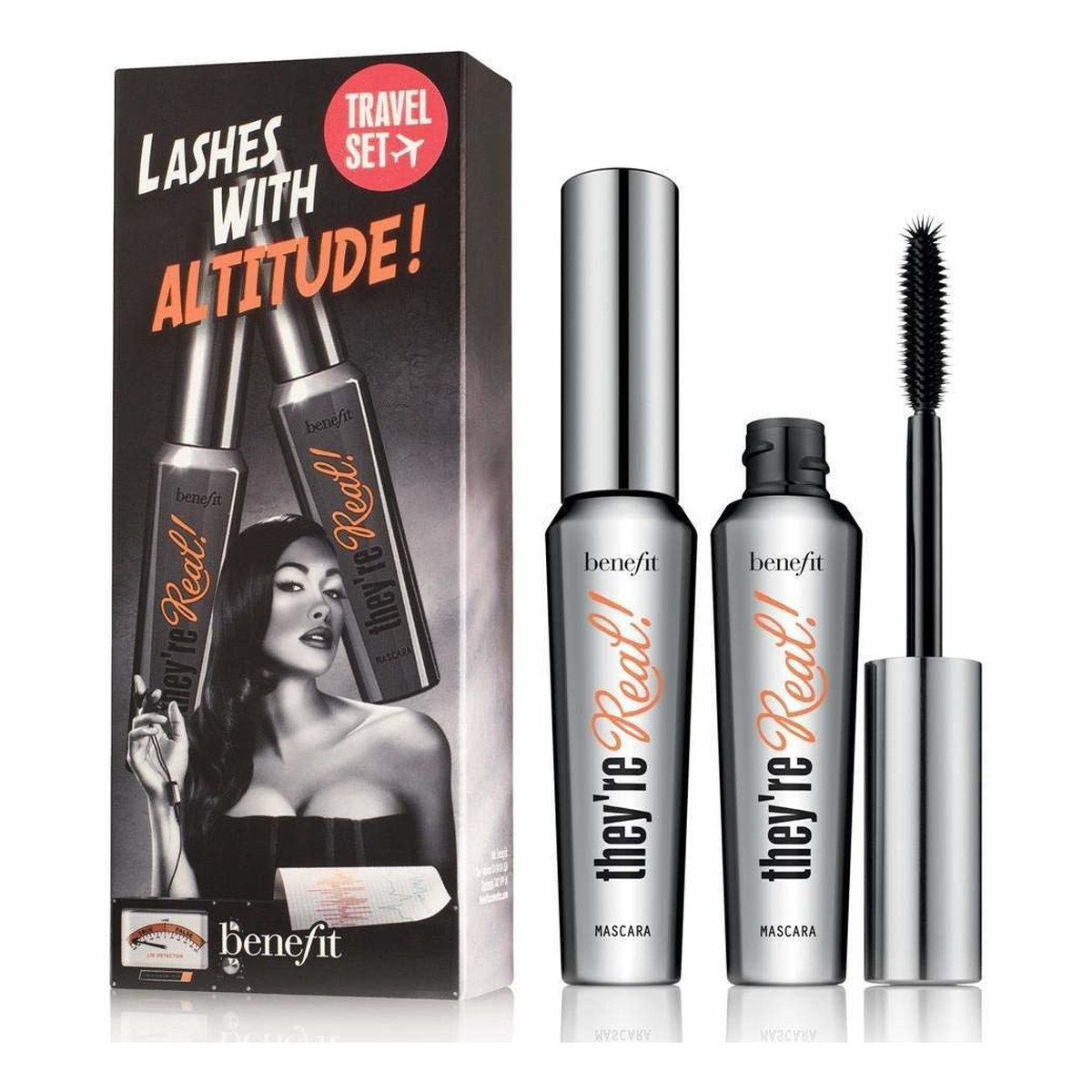 Benefit Lashes With Altitude Travel Set Zestaw wydłużający tusz do rzęs black 2x8.5g