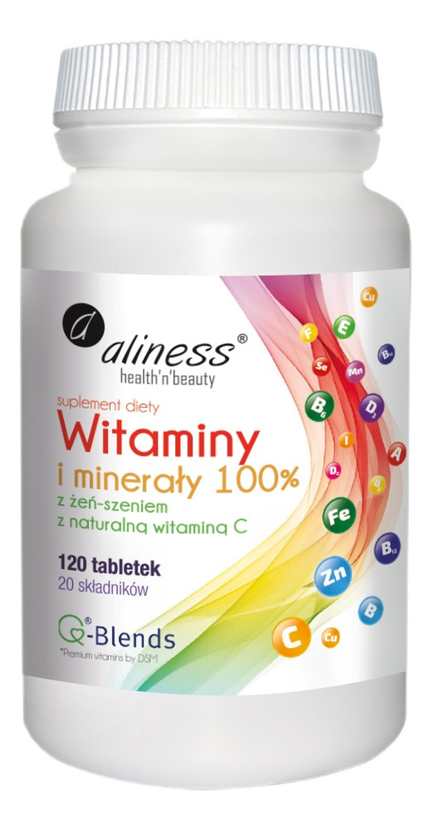 Witaminy i minerały 100% z żeń-szeniem suplement diety 120 tabletek