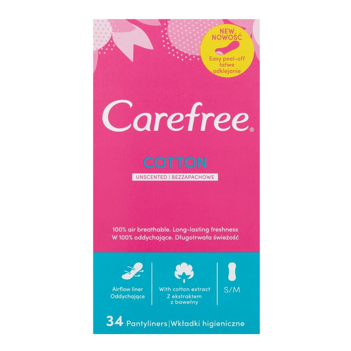 Carefree Cotton Wkładki higieniczne 34szt.