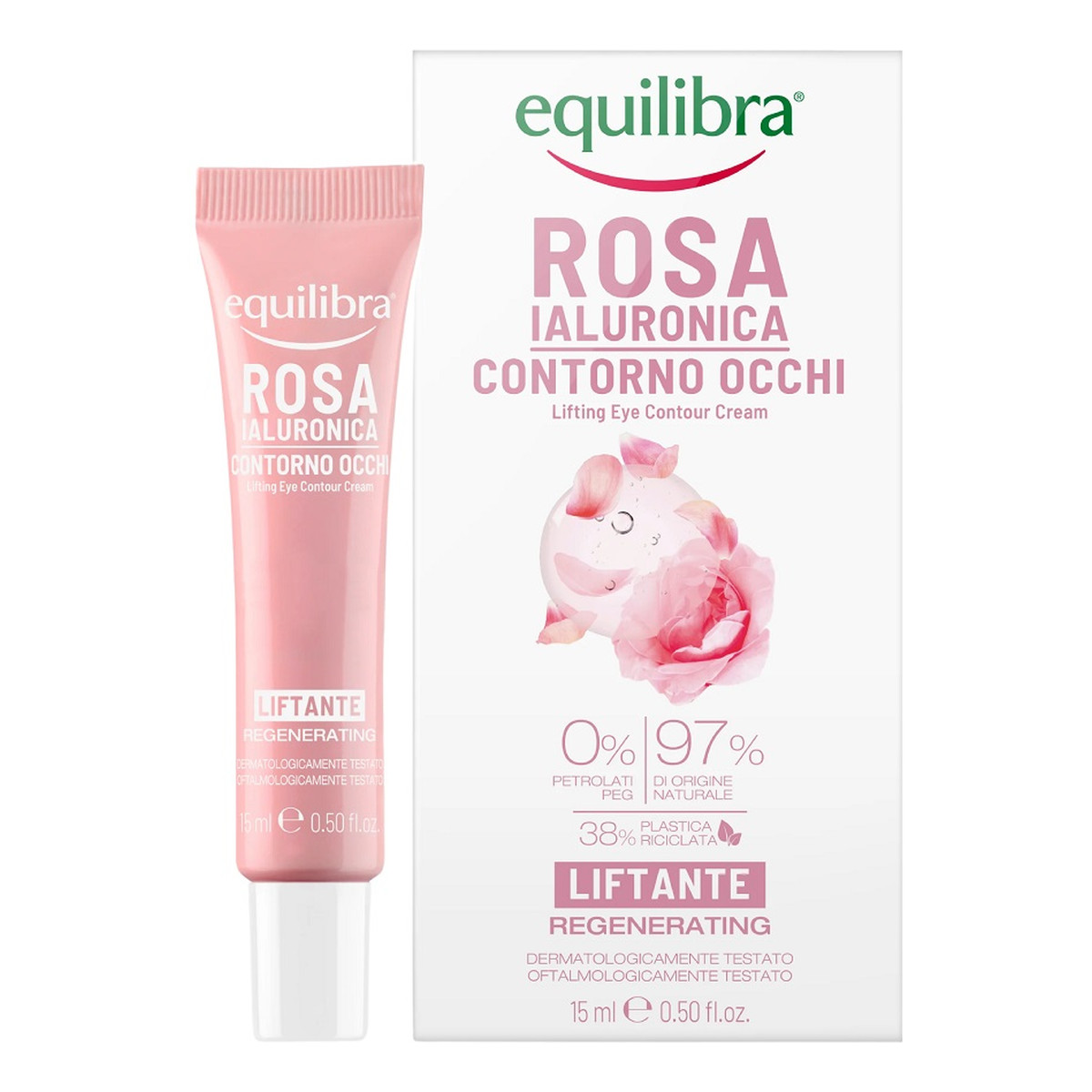 Equilibra Rosa Lifting Eye Contour Cream różany liftingujący Krem pod oczy z kwasem hialuronowym 15ml