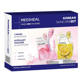 Zestaw maski w płachcie 2x24ml + szklany masażer