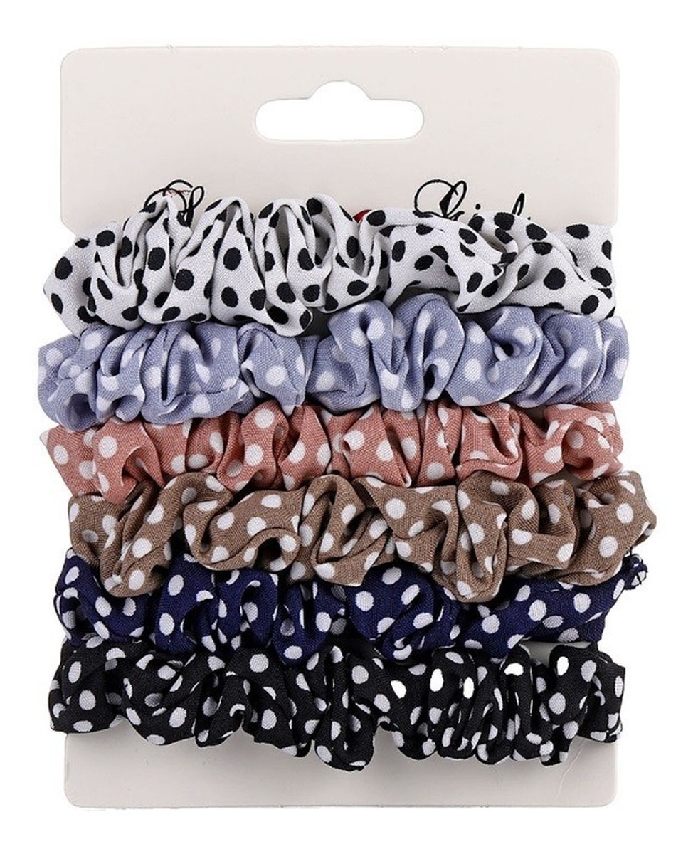 Gumki-frotki do włosów typu "scrunchie" w kropki-1op.-6szt