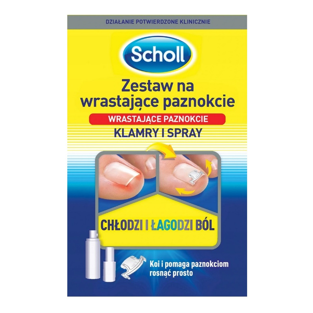 Scholl Scholl zestaw na wrastające paznokcie do stóp klamry i spray