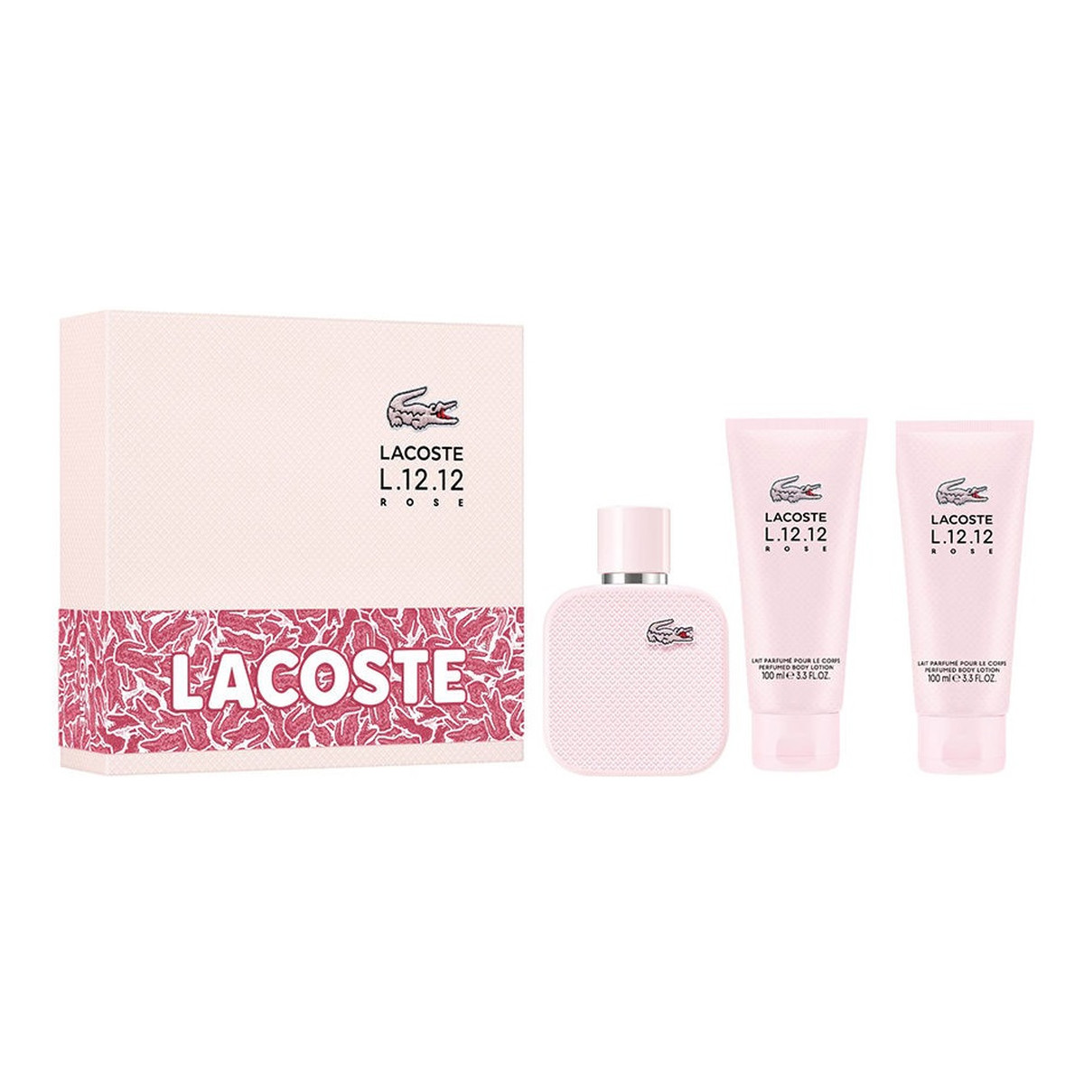 Lacoste L.12.12 Rose zestaw woda perfumowana spray + balsam do ciała 2x100ml