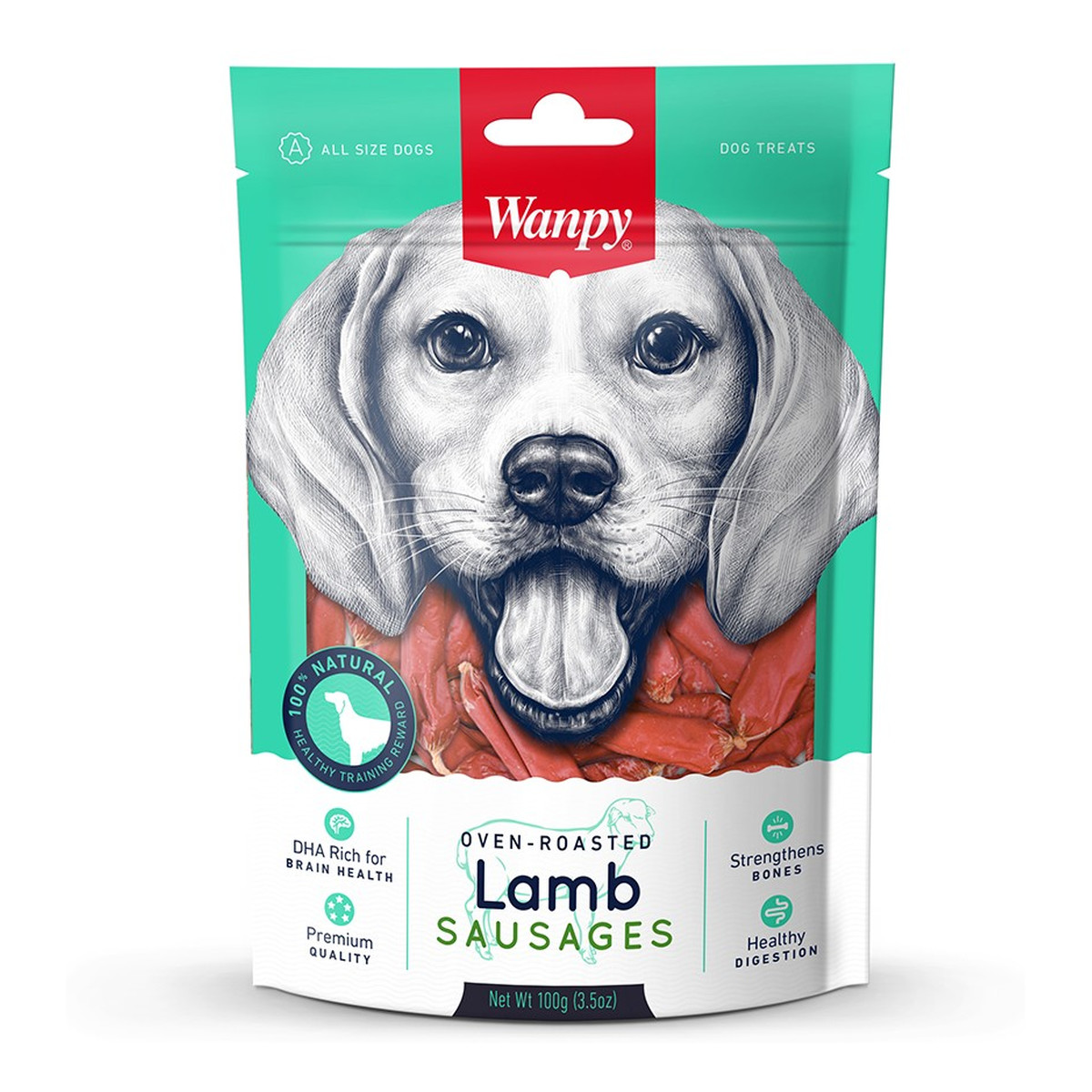 Wanpy Dogs przekąski dla psów lamb-kiełbaski z jagnięciny 100g