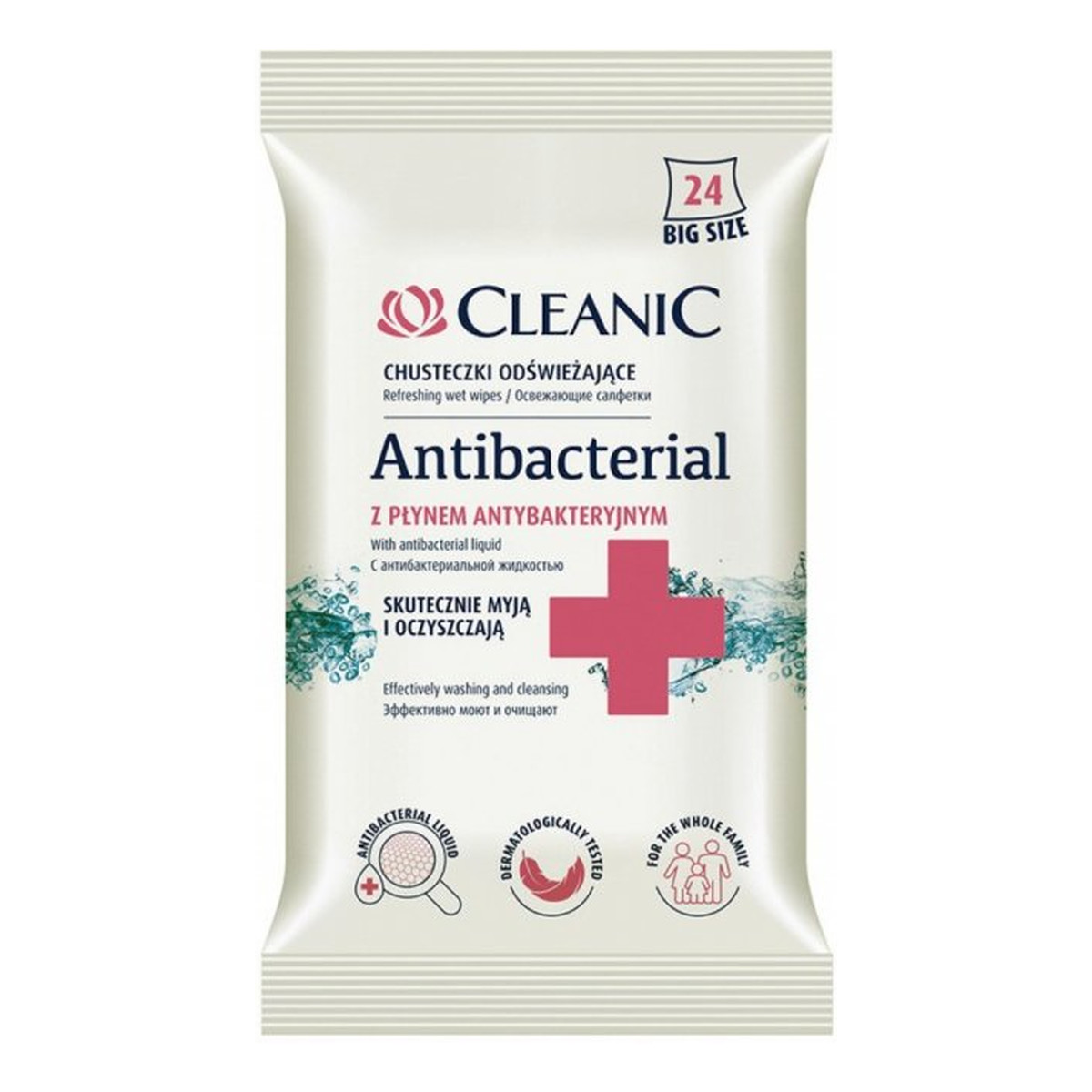 Cleanic Antibacterial chusteczki odświeżające z płynem antybakteryjnym 24szt.