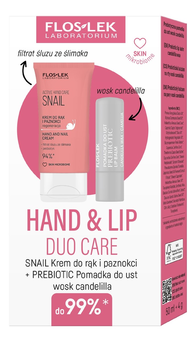 Zestaw prezentowy Hand & Lip DUO Care krem do rąk 50ml+pomadka ochronna Prebiotic